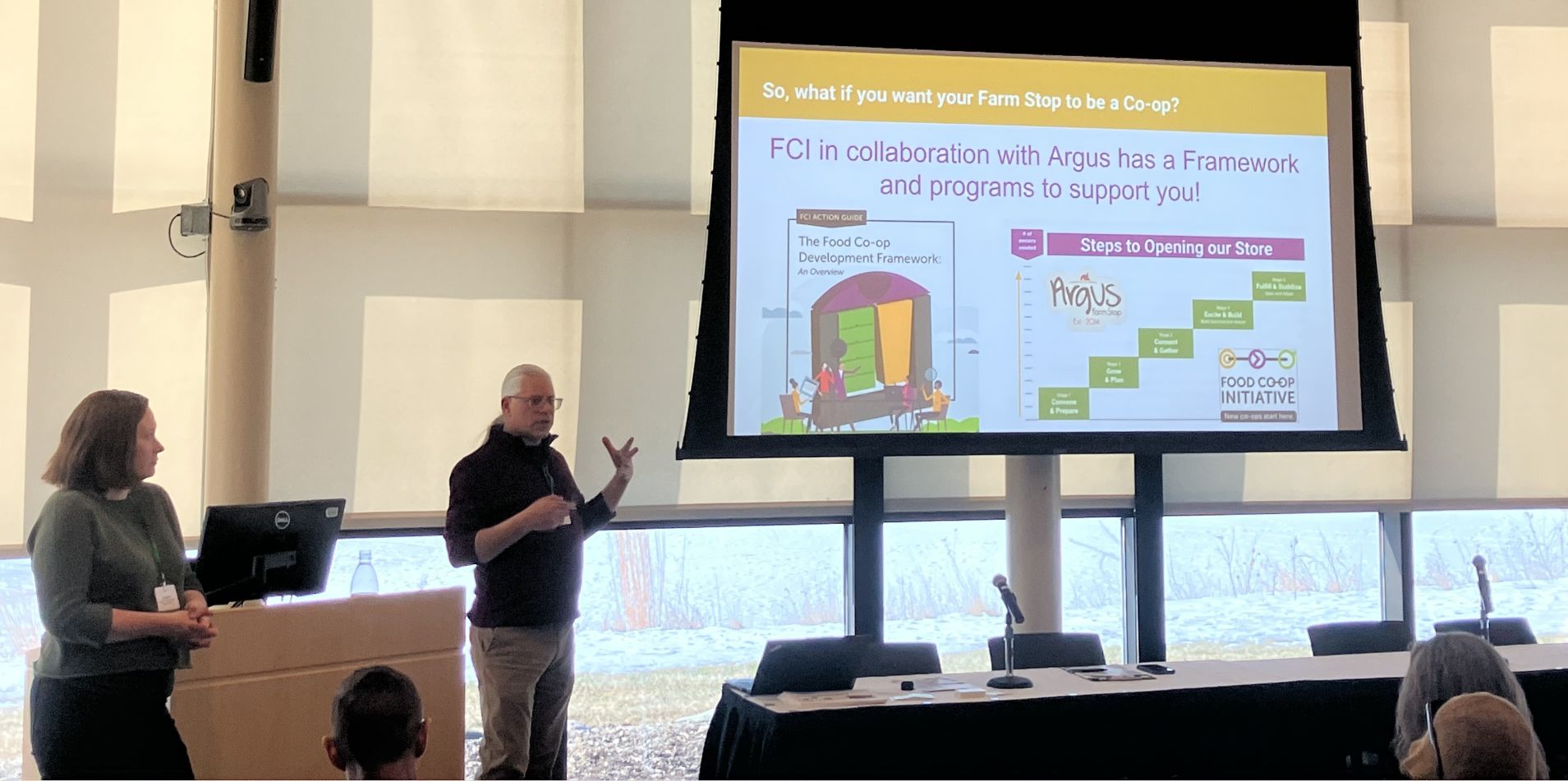 Chris Dilley co-presenting with Casey Miller at the 2026 Farm Stop Conference