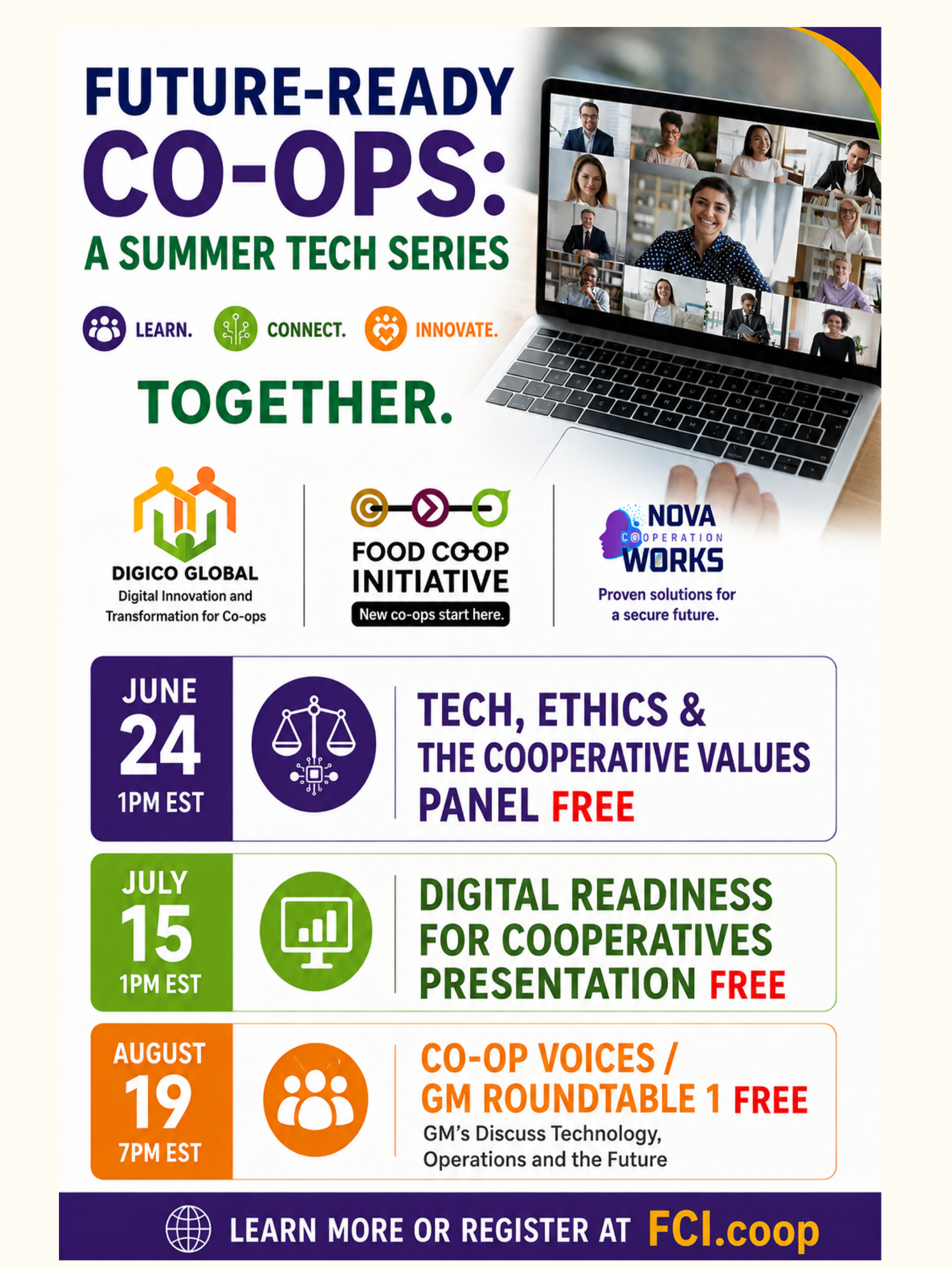 Future-Ready Co-ops: A Summer Tech Series flyer
